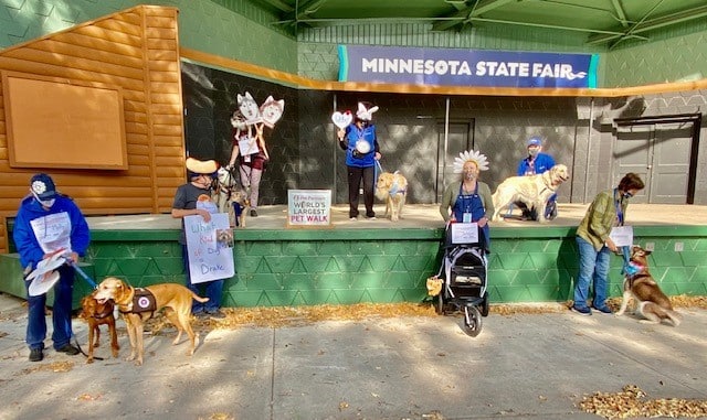 Masked and distance walkers for World's Largest Pet Walk 2020