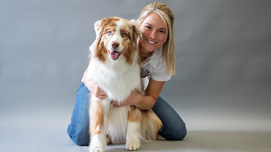 2023 Pet of the Year, Rye Guy, with his mom Lindsey.