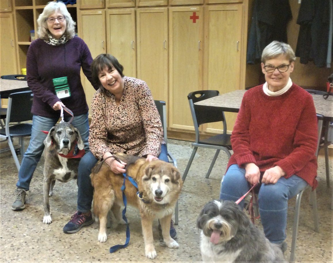 Therapy dog Caesar visits at a senior center.